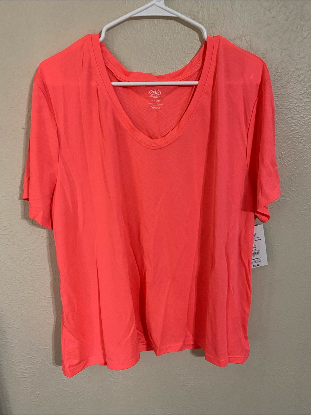Athletic Works Coral Pink V-Neck Short Sleeve Tee